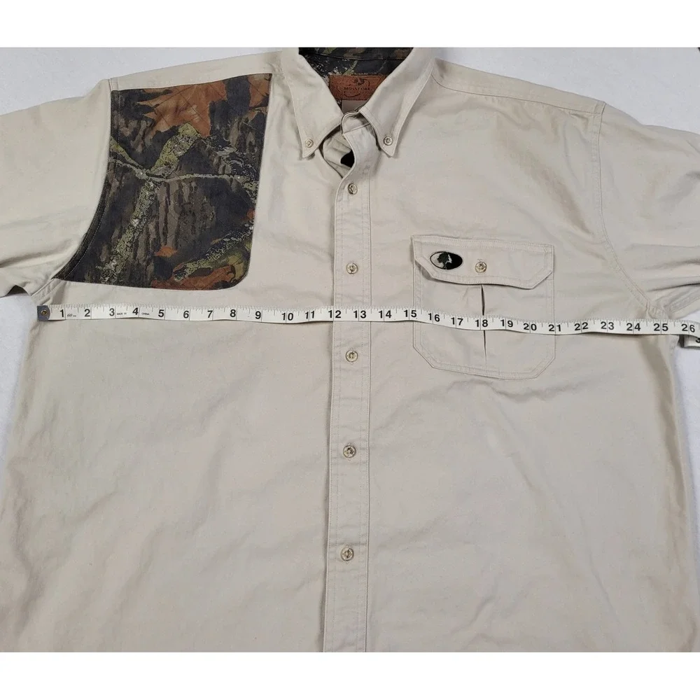 Mossy Oak Men's Open Range Long Sleeve Khaki Shooter Shirt Twill Cotton Size XL
